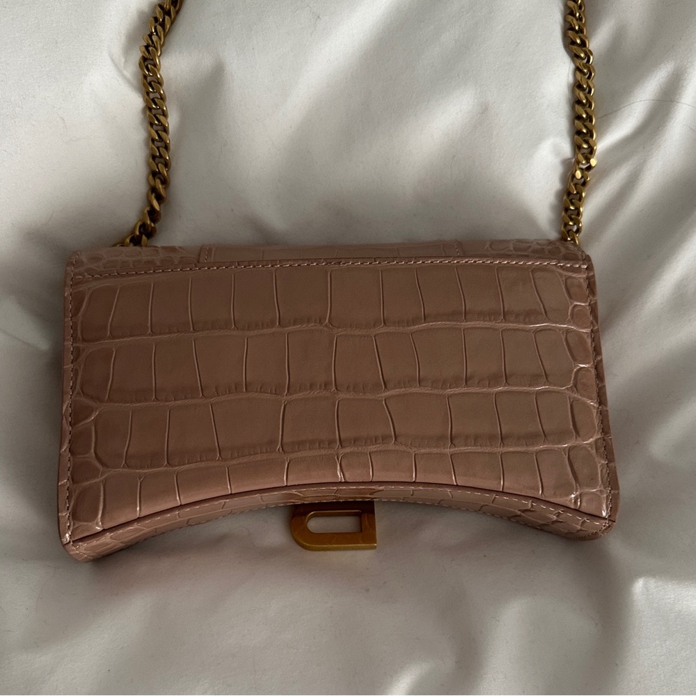 Balenciaga hourglass wallet on chain crocodile embossed in beige - Picture 3 of 7